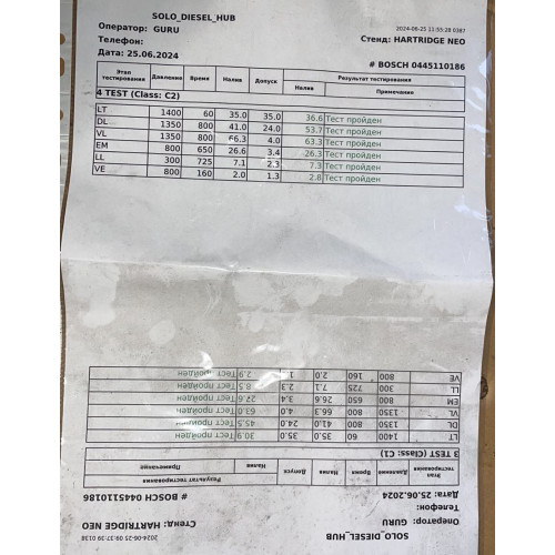 0445110186, 33800-4A150 Форсунка D4CB 2.5 CRDI SORENTO