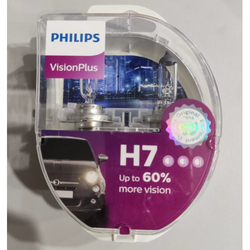 Car bulbs 2 pcs. PHILIPS H7 VisionPlus (+60%) 12V 55W PX26d 12972VPS2